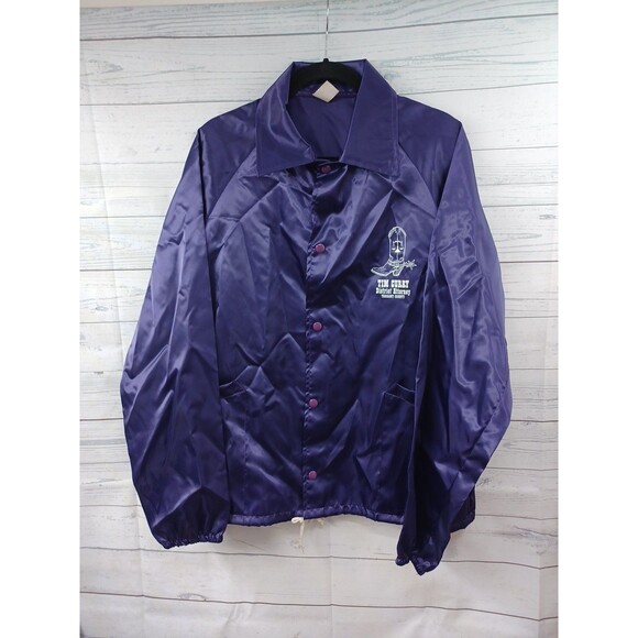 Vtg Tim Curry District Attorney Stockyarards Windbreaker Jacket Sz L Purple - Picture 1 of 7